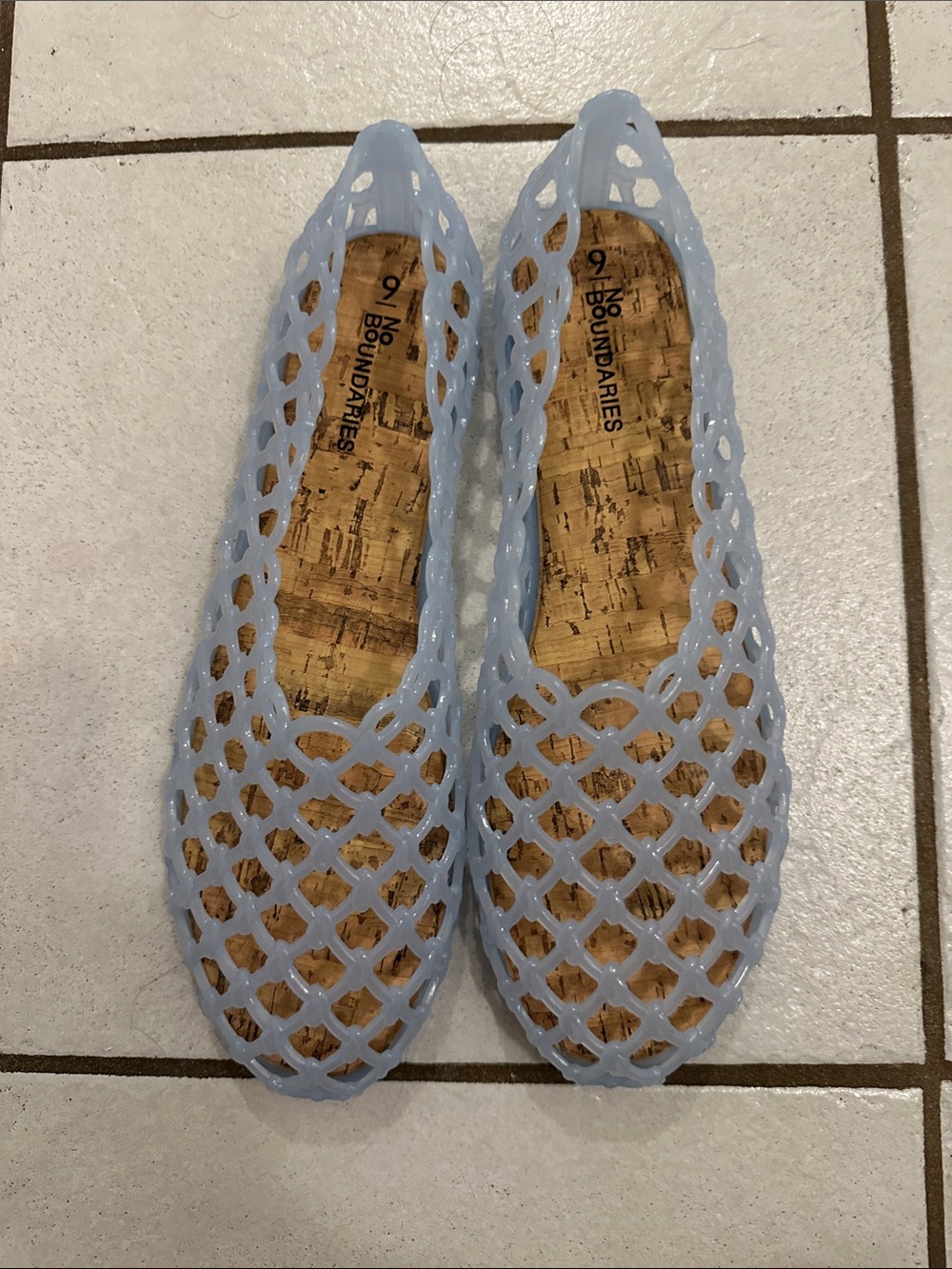 No Boundaries Pale Blue Jelly Cutout Ballet Flats